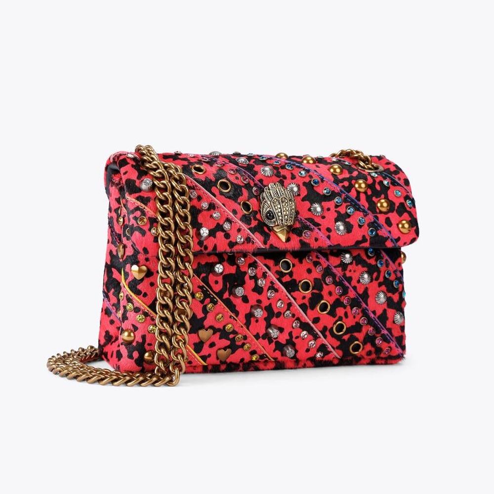 Kurt Geiger Calf Hair Pink Animal Printed With Crystals NWT